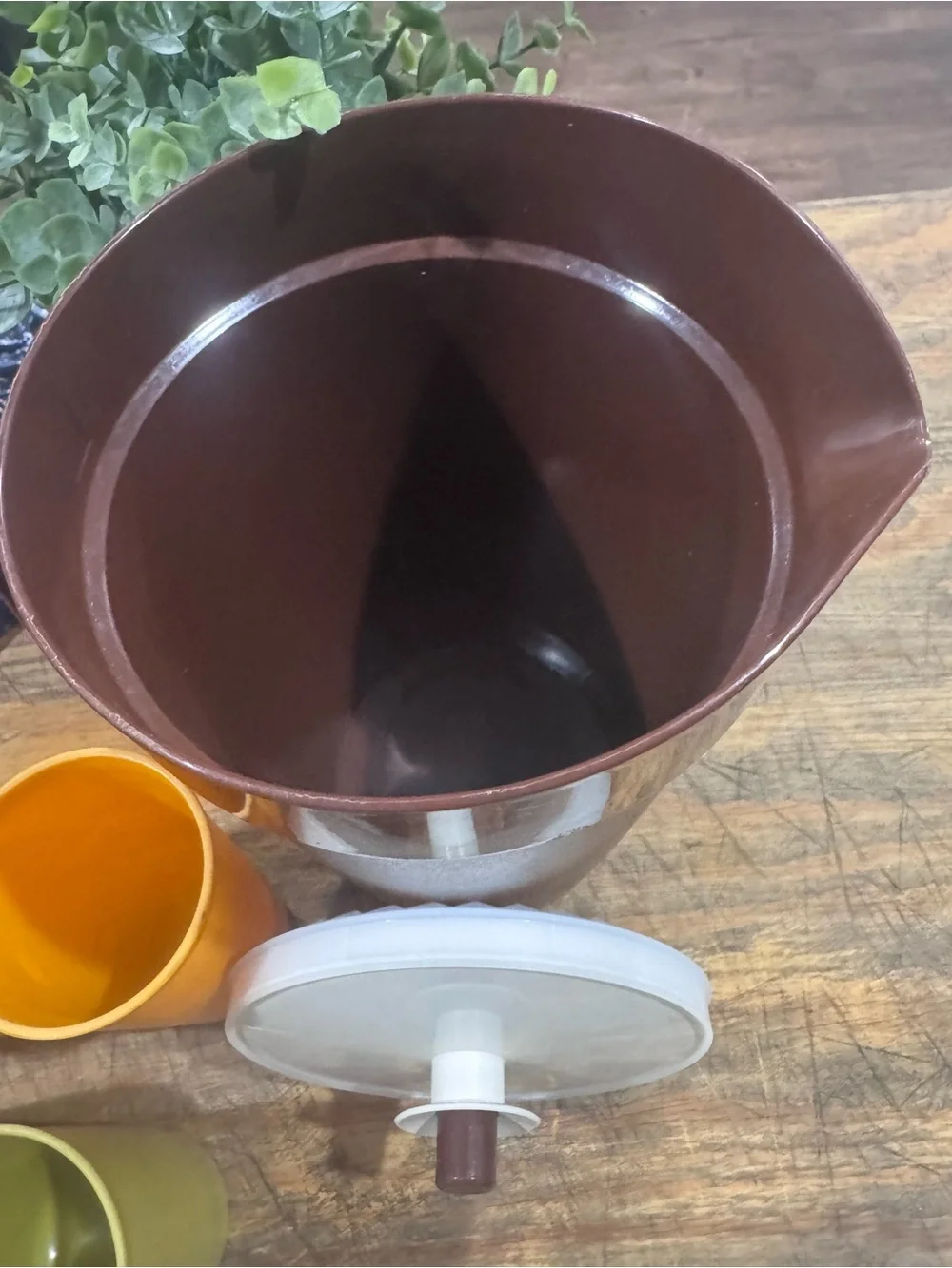 Tupperware Tumblers - Set of Assorted Cups and brown pitcher with lid